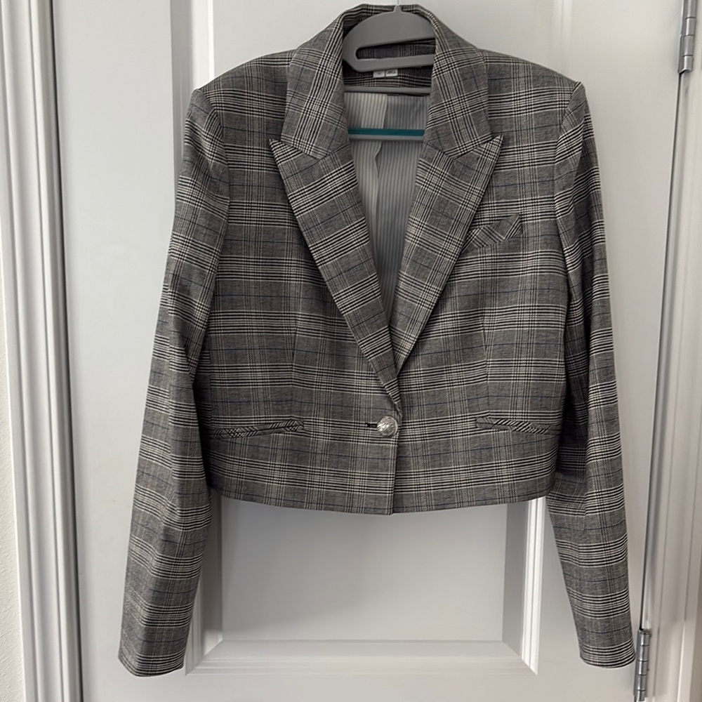 Veronica Beard Black and White Plaid Blazer
